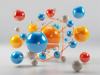 Poster - 3D Rendered Infographic of Atomic Nuclei Properties and Characteristics