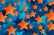 An abstract of blue stars seamless on orange background