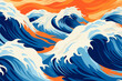 An abstract of blue wave seamless on orange background