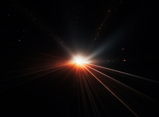 Poster - Light flare in the dark space. Abstract background with shiny lens glare effect.