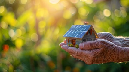 Wall Mural - Hand Holding Miniature Solar House