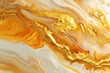Stunning abstract fluid art featuring golden swirls and white creamy textures with gold flecks