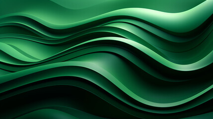 Wall Mural - Green volume waves abstract background, nature eco wallpaper or presentation backdrop, abstract
