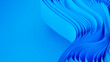 Blue layers of cloth or paper warping. Abstract fabric twist. 3d render illustration