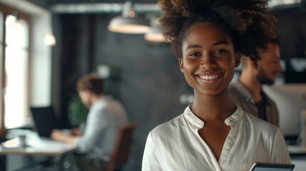 Wall Mural - Confident Young Woman Smiling at Office