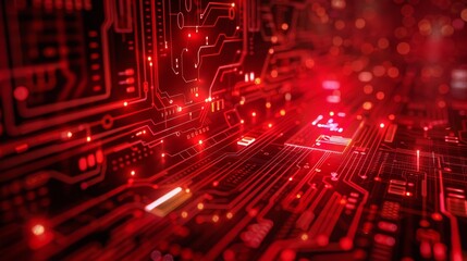 Poster - red information technology background material hyper realistic