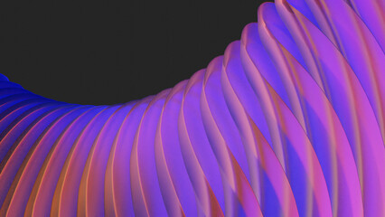 Aufkleber - 3d rendered abstract background composition. Organic wavy shapes in vibrant violet, magenta and orange colors.