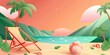 Beach scene with palm trees, a beach ball and flip-flops on the sand Generative AI