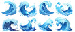 © Thumbs - set of Water wave, cartoon style vector illustration set of water waves with blue color and transparente background