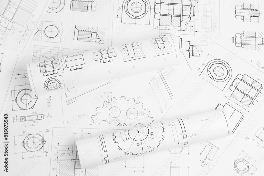 Mechanics engineering drawings Stock Photo | Adobe Stock