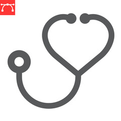 Poster - Stethoscope in heart shaped glyph icon, treatment and cardiology, heart shaped stethoscope vector icon, vector graphics, editable stroke solid sign, eps 10.