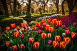 Fototapeta Tulipany - tulip garden in spring
