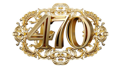 Wall Mural - golden number four hundred seventy in the center of decorative golden vintage frames, number 470