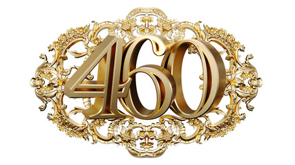 Wall Mural - golden number four hundred sixty in the center of decorative golden vintage frames, number 460