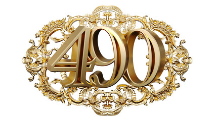 Wall Mural - golden number four hundred ninety in the center of decorative golden vintage frames, number 490