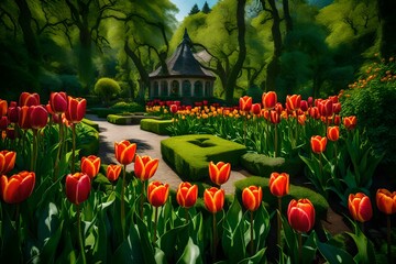 Wall Mural - tulips in the garden