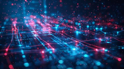 Poster - system digital data flow illustration business artificial, intelligence cyber, internet communicatio