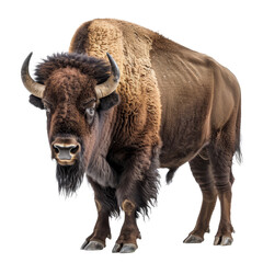 Wall Mural - An American bison is standing against a Png background, a american bison isolated on transparent background