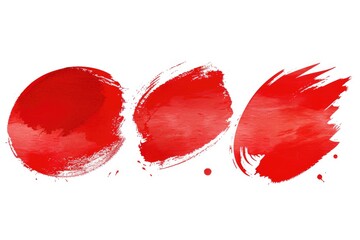 Poster - Three red circles painted on a white background. Suitable for graphic design projects
