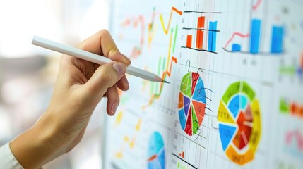 Poster - Person writing on white board with pencil, suitable for educational or business concepts