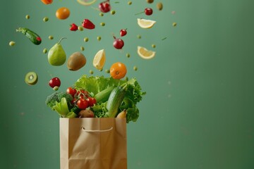 Canvas Print - Fresh produce in a paper bag, perfect for healthy eating concepts