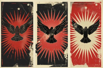 Poster - Three banners featuring a bird and stars. Perfect for adding a touch of whimsy to any project