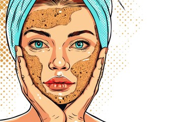 Poster - A woman with a towel wrapped around her head. Ideal for beauty and spa concepts