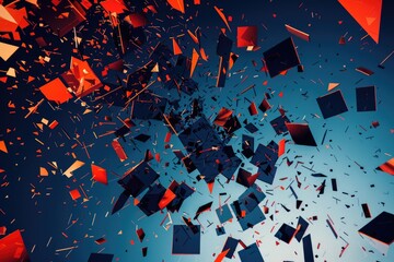 Poster - A dynamic image of red and black cubes in motion. Perfect for modern design projects