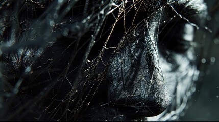 Poster - Close up of a black horse's face. Ideal for animal lovers and equestrian enthusiasts