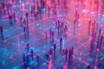 Poster - A group of people standing on top of a network. Suitable for technology concepts