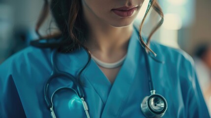 Canvas Print - A woman holding a stethoscope, suitable for medical concepts