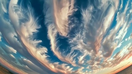 Wall Mural - The sky is filled with clouds and the sun is setting