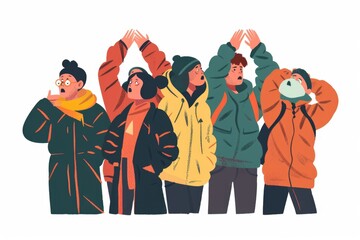Poster - A diverse group of people standing next to each other. Ideal for team concept illustrations