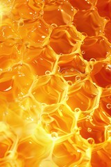 Poster - Detailed close-up view of a honeycomb. Perfect for nature or food-related projects