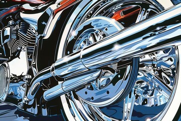 Poster - Detailed image of motorcycle tire on road, suitable for automotive concepts