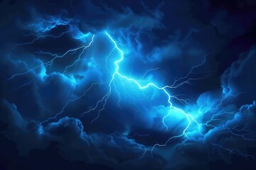 Poster - A powerful lightning bolt striking in the sky. Suitable for weather and power concept