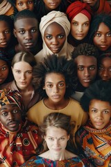 Poster - Group of people with heads painted in different colors, perfect for diversity concepts and multicultural themes
