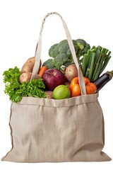 Wall Mural - A variety of fresh vegetables and fruits in a grocery bag, perfect for healthy eating promotion