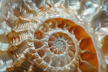 Poster - Close up of a shell with a spiral design. Perfect for marine and nature themed projects