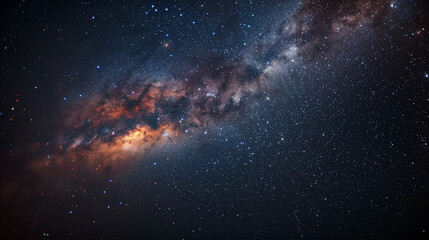 The sky is filled with stars and the Milky Way