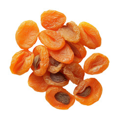 Poster - Closeup of a pile of dried apricots isolated on a Png background, a Close-up photo of dried apricots isolated on transparent background