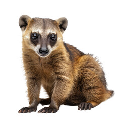 Wall Mural - A lone coati sits in front of a plain Png background, a Beaver Isolated on a whitePNG Background