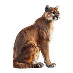 Wall Mural - A mountain lion sitting calmly on a Png background, a Beaver Isolated on a whitePNG Background