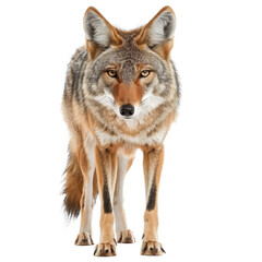 Wall Mural - A coyote confidently stands in front of a plain Png background, a coyote isolated on transparent background