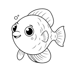 Poster - Simple vector illustration of Blobfish for kids coloring page