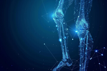Fototapete - A blue background with a skeleton leg in the middle