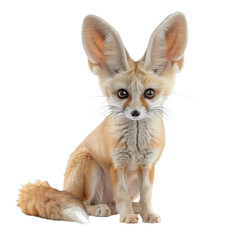 Wall Mural - A fennec fox is sitting in front of a Png background, a fennec fox isolated on transparent background
