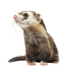 Wall Mural - A ferret is seated in front of a plain Png background, a Beaver Isolated on a whitePNG Background