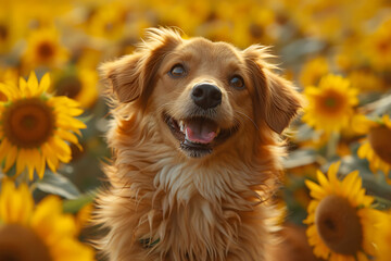 Wall Mural - golden retriever in the autumn park