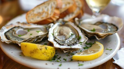 Poster - Fresh oysters served with lemon bread and butter